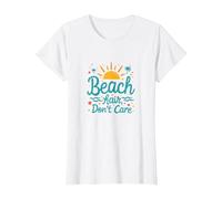 I Capelli sulla Spiaggia Non Si preoccupano delle Vacanze estive Maglietta, Donna, Bianco, XS