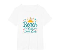 I Capelli sulla Spiaggia Non Si preoccupano delle Vacanze estive Maglietta, Donna Plus-Size, Bianco, 2X