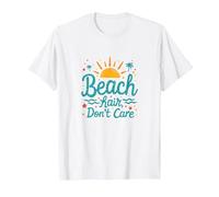I Capelli sulla Spiaggia Non Si preoccupano delle Vacanze estive Maglietta, Uomo, Bianco, 5XL