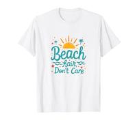 I Capelli sulla Spiaggia Non Si preoccupano delle Vacanze estive Maglietta, Uomo, Bianco, XL