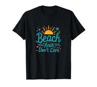 I Capelli sulla Spiaggia Non Si preoccupano delle Vacanze estive Maglietta, Uomo, Nero, 3XL