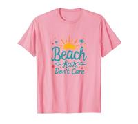 I Capelli sulla Spiaggia Non Si preoccupano delle Vacanze estive Maglietta, Uomo, Rosa, 3XL