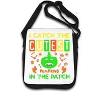 I Catch The Cutest Pumpkins In The Patch Green Pumpkin Graphic Borsa a tracolla bianca