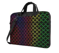 I cerchi di colore hanno stampato la cartella a tracolla della borsa a tracolla del computer portatile facile da usare quando viaggia per affari, Nero, 14 inch