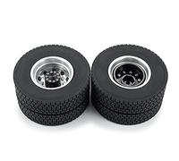 I Cerchi mozzo della Ruota Posteriore in Metallo da 2 pc con 4pcs #2 Pneumatici in Gomma di Larghezza 22 mm for 1/14 Tamiya Rc Parti di Auto for Camion del Trattore del rimorchio (Color : 1Set)