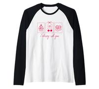 I Cherry-Ish You Cute Dessert Hearts Bow Cherry Valentine Maglia con Maniche Raglan