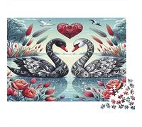 I cigni amano il cuore Puzzle 1000 Pezzi Carta riciclata per adulti Puzzle per adulti Gioco difficile e stimolante Ottima idea regalo per creatività e regali 38x26cm/1000pcs