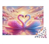 I cigni amano il tramonto Puzzles 1000 Pezzi Carta riciclata per adulti Puzzle per adulti Gioco educativo con sfida Regalo e attività divertente per casa 38x26cm/1000pcs