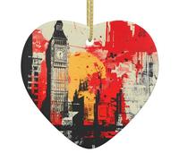 I ciondoli in ceramica a forma di cuore con icone della città creano un'atmosfera calda per case, feste e regali.