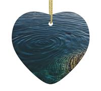 I ciondoli in ceramica a forma di cuore con motivo a onde d'acqua blu lago creano un'atmosfera calda per case, feste e regali.