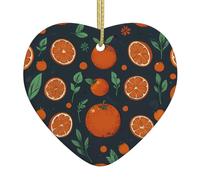 I ciondoli in ceramica a forma di cuore con stampa a forma di cartone animato arancione creano un'atmosfera calda per case, feste e regali.