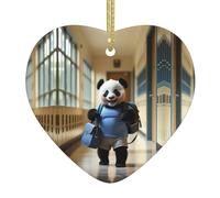 I ciondoli in ceramica a forma di cuore con stampa a forma di piccolo cucciolo di panda creano un'atmosfera calda per case, feste e regali.
