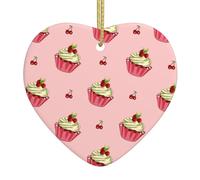 I ciondoli in ceramica a forma di cuore con stampa a torta di ciliegie creano un'atmosfera calda per case, feste e regali.