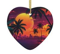 I ciondoli in ceramica a forma di cuore con stampa al neon esagerato crepuscolo creano un'atmosfera calda per case, feste e regali.