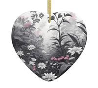 I ciondoli in ceramica a forma di cuore con stampa botanica monocromatica creano un'atmosfera calda per case, feste e regali.