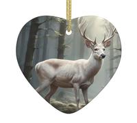 I ciondoli in ceramica a forma di cuore con stampa cervo bianco europeo creano un'atmosfera calda per case, feste e regali.