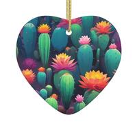 I ciondoli in ceramica a forma di cuore con stampa Cyber Cactus creano un'atmosfera calda per case, feste e regali.