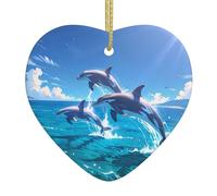 I ciondoli in ceramica a forma di cuore con stampa delfino Leap creano un'atmosfera calda per case, feste e regali.