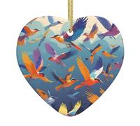 I ciondoli in ceramica a forma di cuore con stampa di uccelli migratori creano un'atmosfera calda per case, feste e regali.