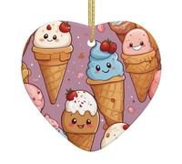 I ciondoli in ceramica a forma di cuore con stampa gelato creano un'atmosfera calda per case, feste e regali.