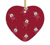 I ciondoli in ceramica a forma di cuore con stampa illustrazione orso creano un'atmosfera calda per case, feste e regali.