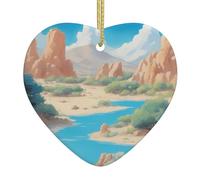 I ciondoli in ceramica a forma di cuore con stampa oasi nel deserto creano un'atmosfera calda per case, feste e regali.