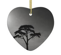 I ciondoli in ceramica a forma di cuore con stampa silhouette di cipresso creano un'atmosfera calda per case, feste e regali.