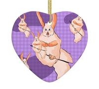 I ciondoli in ceramica a forma di cuore con stampa Wacky Bunny creano un'atmosfera calda per case, feste e regali.