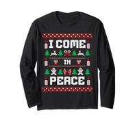 I Come in Peace Couple Matching Ugly Christmas Sweater Maglia a Manica