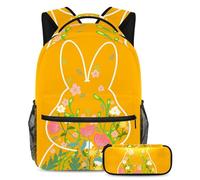 I conigli con fiori e animali si preparano a scuola con il nostro set zaino e astuccio per ragazzi, ragazze e adolescenti, Multicolore#01, B：29.4x20x40cm P：19x7.5x3.8cm, Zaini Daypack