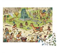 I conquistatori incontrano Montezuma Puzzle in Legno Impermeabile Puzzles Da 1000 Pezzi Per Adulti Colorati Giochi Educativi