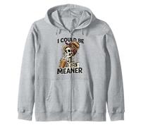I Could Be Meaner Funny Coffee Skeleton Graphic Felpa con Cappuccio