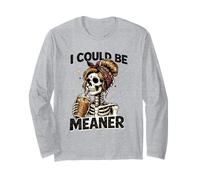 I Could Be Meaner Funny Coffee Skeleton Graphic Maglia a Manica