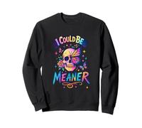 I Could Be Meaner Skull Butterfly Art, Dark Gothic Floral Felpa