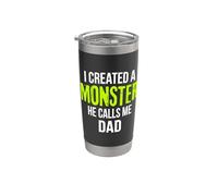 I Created A Monster He Calls Me Dad Vintage Tramonto Divertente Bicchiere termico in acciaio inox doppia parete