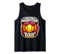 I Created A Monster She Calls Me Dad Softball Figlia Divertente Canotta