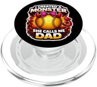 I Created A Monster She Calls Me Dad Softball Figlia Divertente PopSockets PopGrip per MagSafe