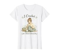 I Crochet So I Don't Unravel Calming Hobby Knitting Craft Maglietta