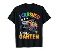 I Crushed Kindergarten Monster Truck Last Day Graduazione Boy Maglietta