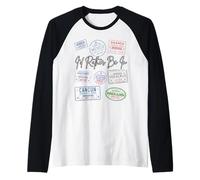 I d Rather Be in Mexico passaporto francobolli Viaggio Wanderlust Maglia con Maniche Raglan