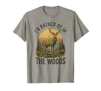 I d Rather Be in The Woods - Retro Vintage Deer Lover Hunter Maglietta