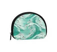 I delfini saltano il mare blu, borsa per il trucco a conchiglia del portafoglio Borsa per la conservazione delle donne Borsa piccola per il cambio delle conchiglie