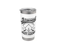 I diamanti sono i migliori amici di una ragazza, tifoso di baseball vintage Bicchiere termico in acciaio inox doppia parete
