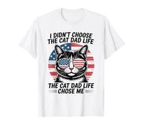 I Did N't Choose The Cat Dad Life Bandiera Americana Funny Men Maglietta