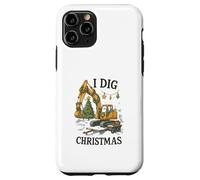 I Dig Christmas Excavator Tree Lights Construction Holiday Custodia per iPhone 11 Pro