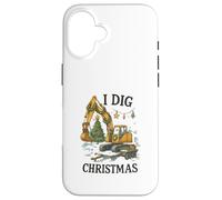 I Dig Christmas Excavator Tree Lights Construction Holiday Custodia per iPhone 16