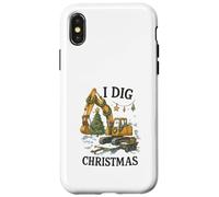 I Dig Christmas Excavator Tree Lights Construction Holiday Custodia per iPhone X/XS
