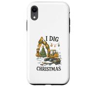 I Dig Christmas Excavator Tree Lights Construction Holiday Custodia per iPhone XR