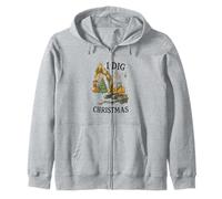 I Dig Christmas Excavator Tree Lights Construction Holiday Felpa con Cappuccio