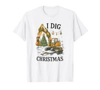 I Dig Christmas Excavator Tree Lights Construction Holiday Maglietta